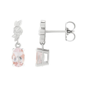 Morganite Floral Drop Earrings in Sterling Silver