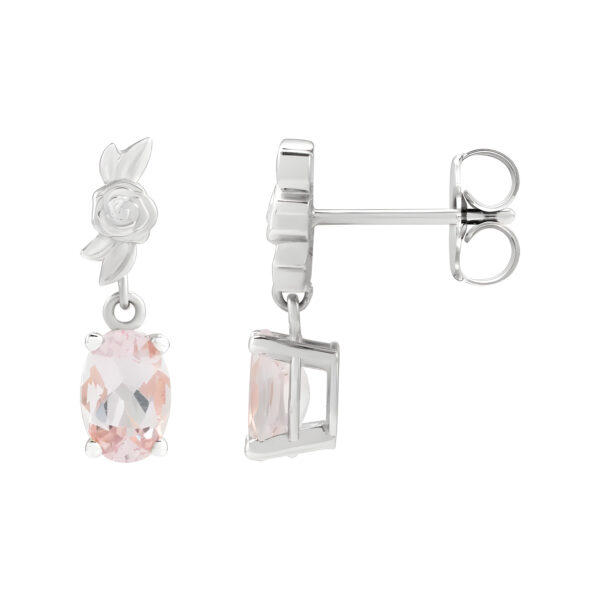 Morganite Floral Drop Earrings in Sterling Silver