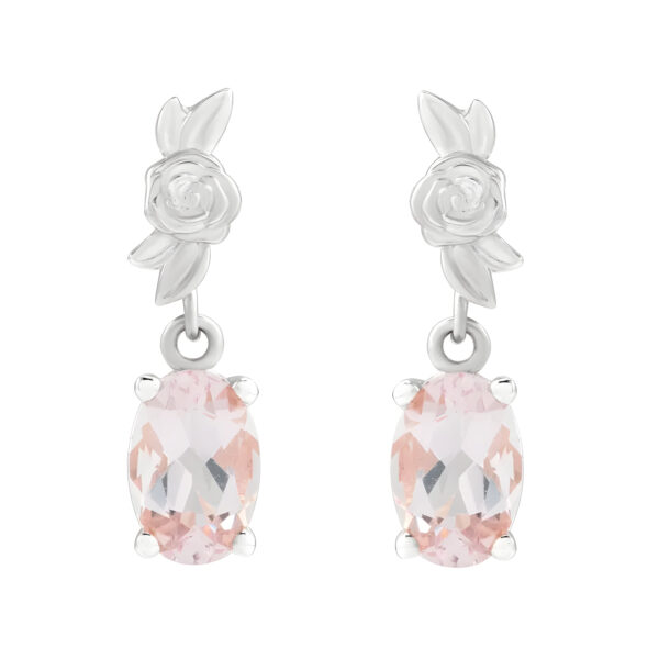 Morganite Floral Drop Earrings in Sterling Silver