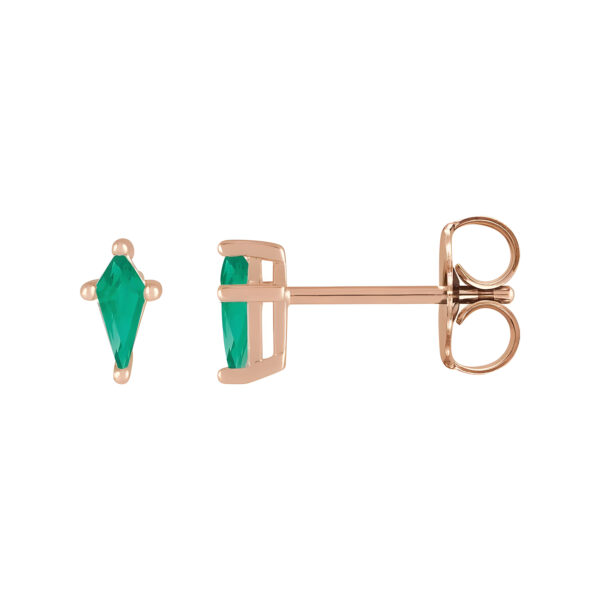 Lab-Grown Emerald Shield Cut Stud Earrings in 14K Rose Gold