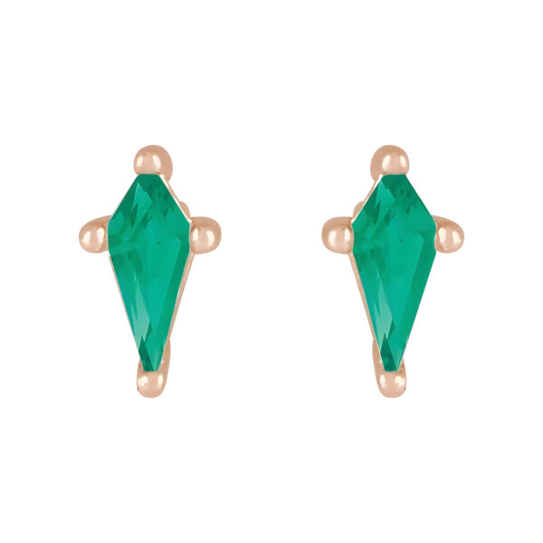 Lab-Grown Emerald Shield Cut Stud Earrings in 14K Rose Gold