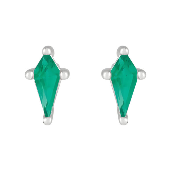 Lab-Grown Emerald Shield Cut Stud Earrings in 14K White Gold