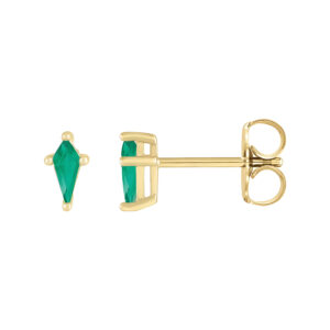 Lab-Grown Emerald Shield Cut Stud Earrings in 14K Yellow Gold