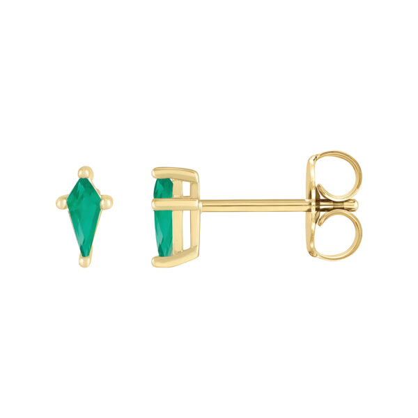 Lab-Grown Emerald Shield Cut Stud Earrings in 14K Yellow Gold