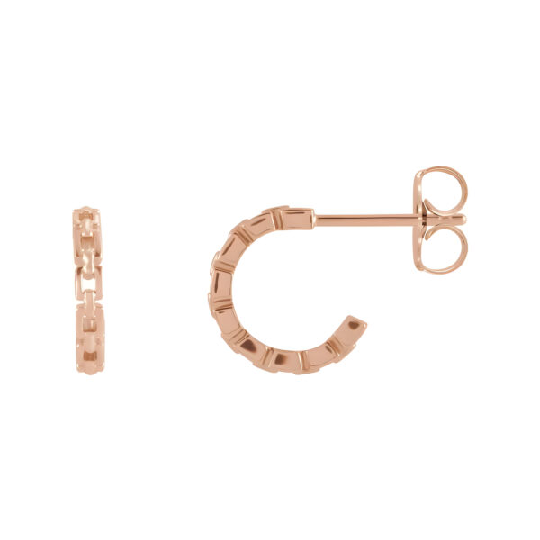 Chain Link Huggie Earrings in 14K Rose Gold