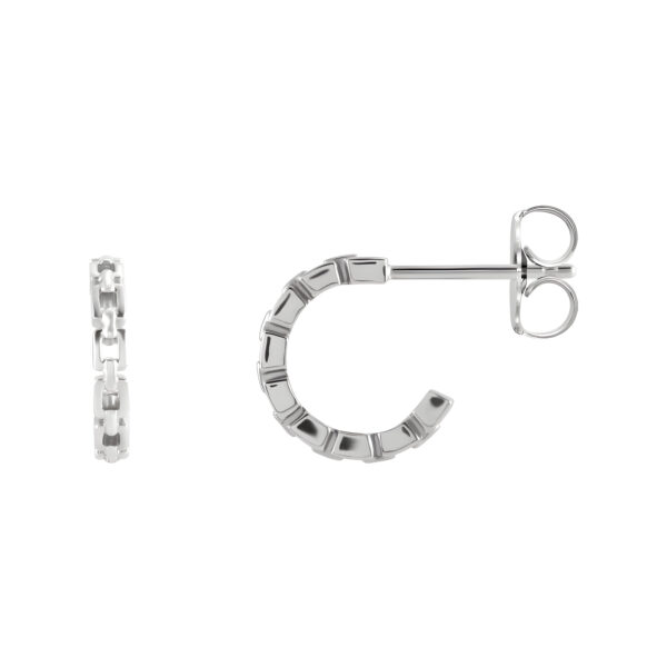 Chain Link Huggie Earrings in 14K White Gold