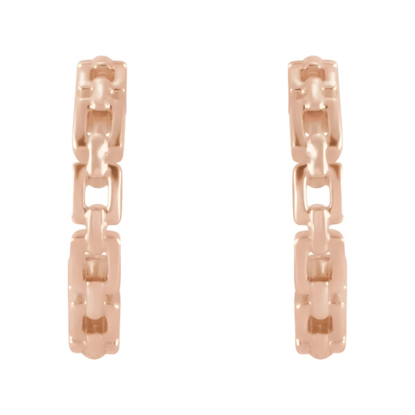 Chain Link Huggie Earrings in 14K Rose Gold