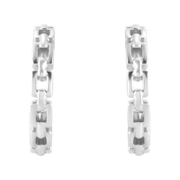 Chain Link Huggie Earrings in 14K White Gold