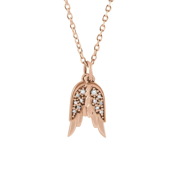 Diamond Angel Wings Necklace in 14K Rose Gold