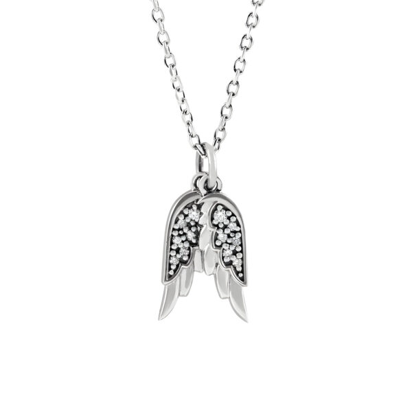 Diamond Angel Wings Necklace in 14K White Gold