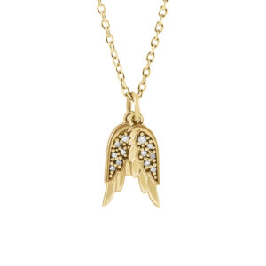 Diamond Angel Wings Necklace in 14K Yellow Gold