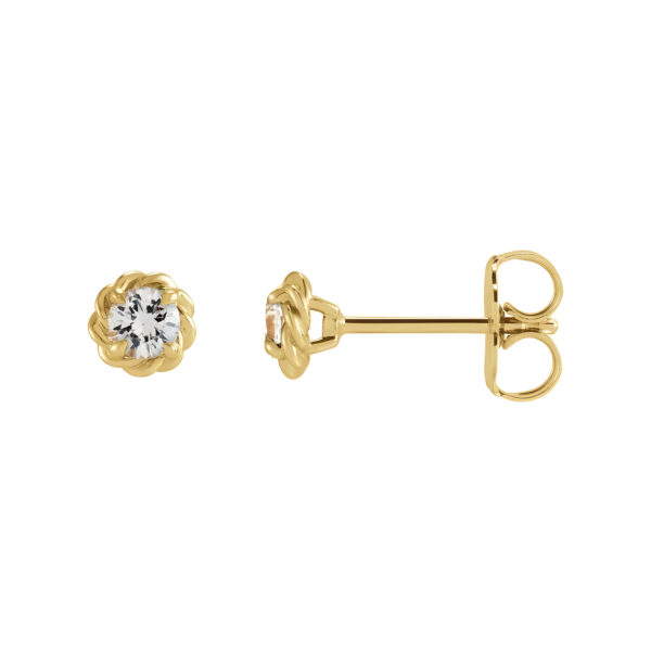 Diamond Rope Stud Earrings in 14K Yellow Gold 1/5 CTW