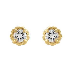 Diamond Rope Stud Earrings in 14K Yellow Gold 1/5 CTW