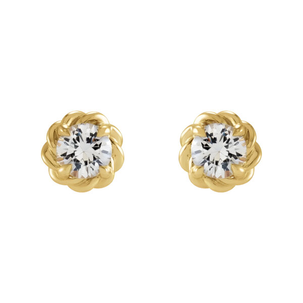 Diamond Rope Stud Earrings in 14K Yellow Gold 1/5 CTW