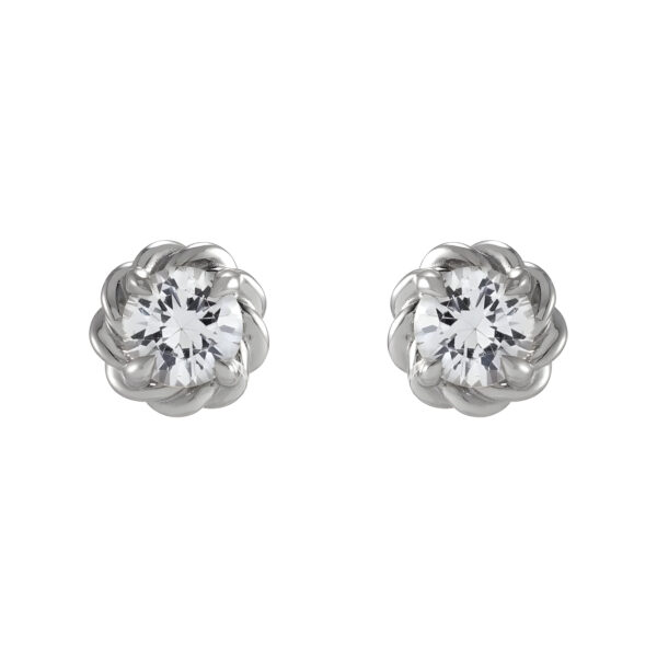 Diamond Rope Stud Earrings in 14K White Gold 1/5 CTW