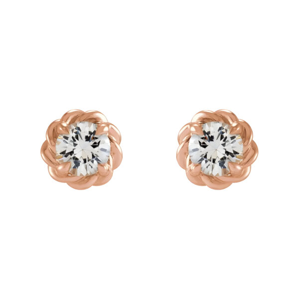 Diamond Rope Stud Earrings in 14K Rose Gold 1/5 CTW