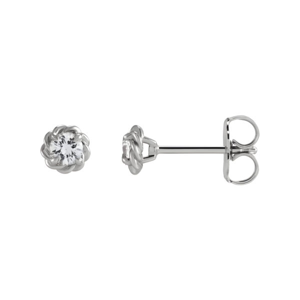 Diamond Rope Stud Earrings in 14K White Gold 1/5 CTW