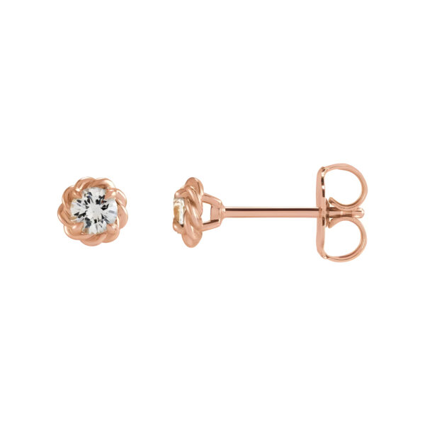 Diamond Rope Stud Earrings in 14K Rose Gold 1/5 CTW