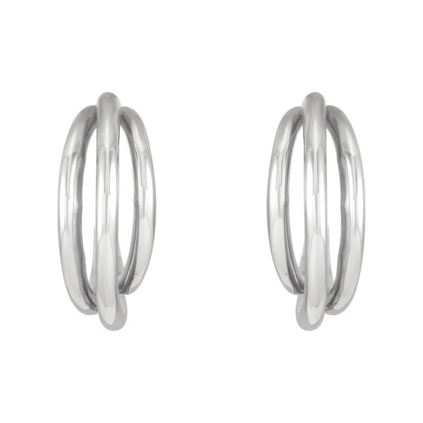 Multi Layer Hoop Earrings in 14K White Gold