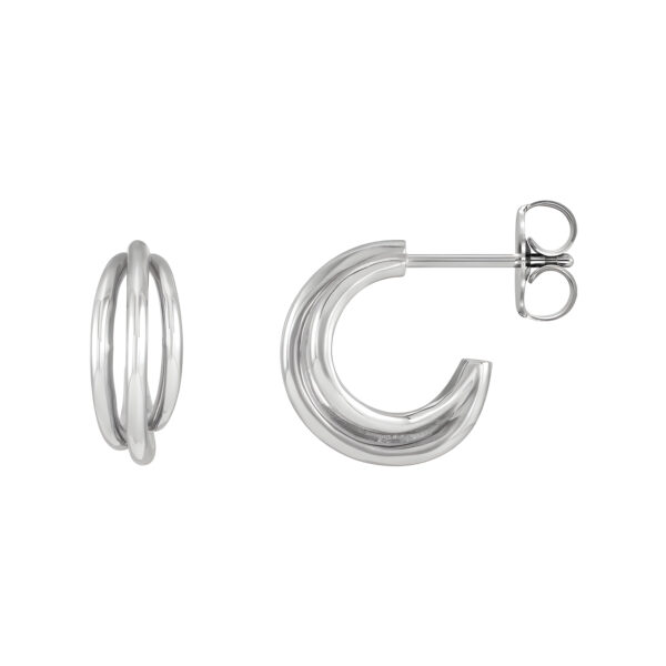 Multi Layer Hoop Earrings in 14K White Gold