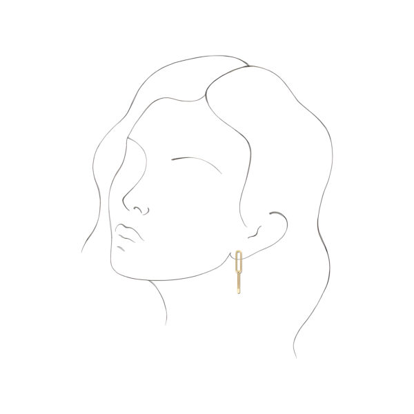 Elongated Flat Link Earrings in 14K Yellow Gold