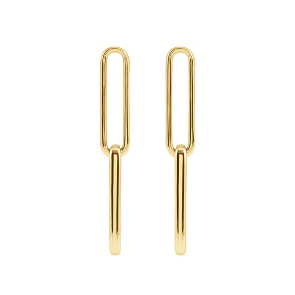 Elongated Flat Link Earrings in 14K Yellow Gold