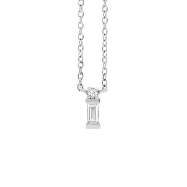 Diamond Bar Necklace in 14K White Gold