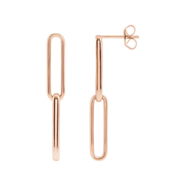 Elongated Flat Link Earrings in 14K Rose Gold