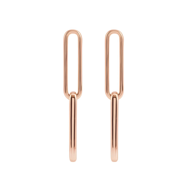 Elongated Flat Link Earrings in 14K Rose Gold