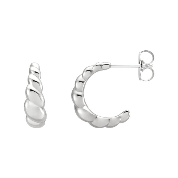 Rope Dome Hoop Earrings in 14K White Gold