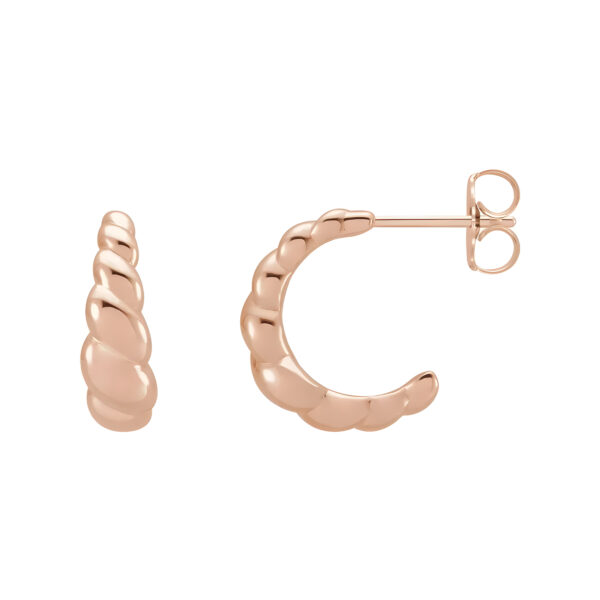 Rope Dome Hoop Earrings in 14K Rose Gold