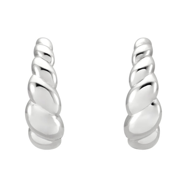 Rope Dome Hoop Earrings in 14K White Gold