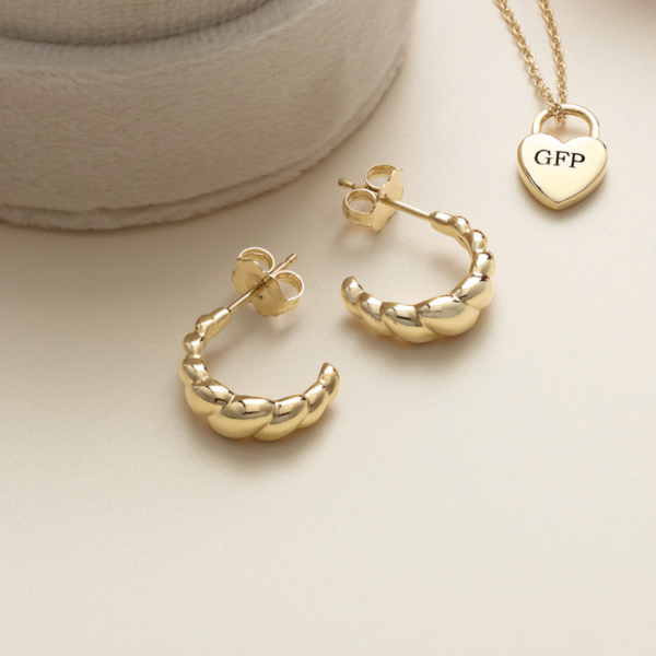 Rope Dome Hoop Earrings in 14K Yellow Gold