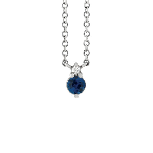 Blue Sapphire and Diamond Necklace in 14K White Gold