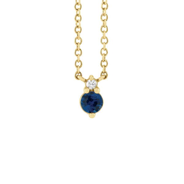 Blue Sapphire and Diamond Necklace in 14K Yellow Gold