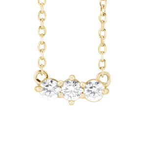 Three Stone Diamond Necklace in 14K Yellow Gold