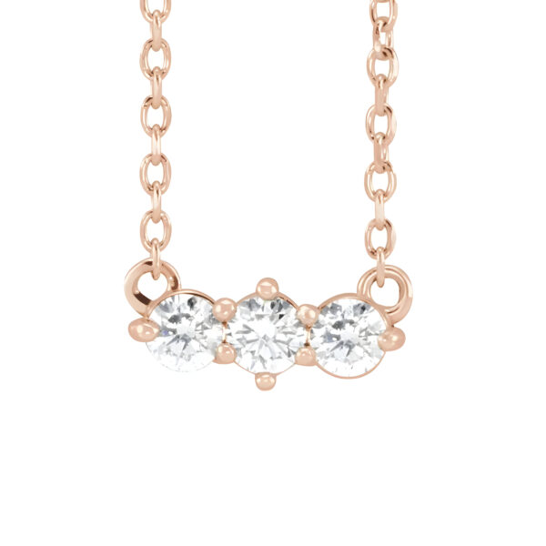 Three Stone Diamond Necklace in 14K Rose Gold