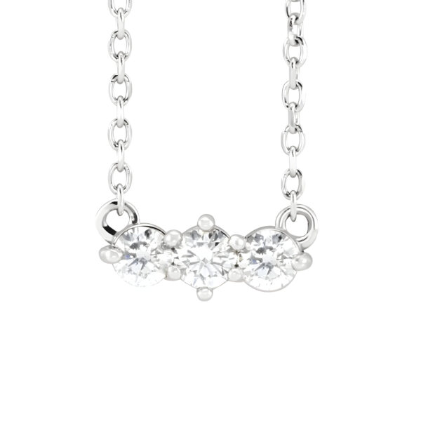 Three Stone Diamond Necklace in 14K White Gold