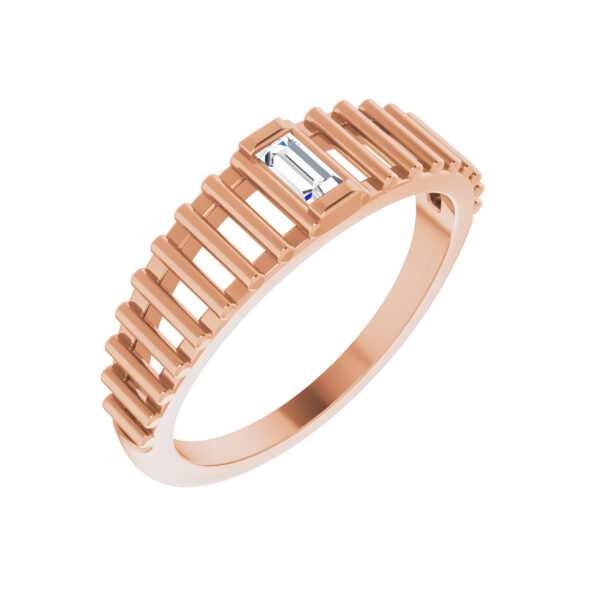 Baguette Solitaire Diamond Ring in 14k Rose Gold