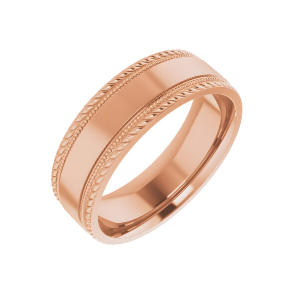 Men's Rope Band with Milgrain in 14k Rose Gold (7 mm)