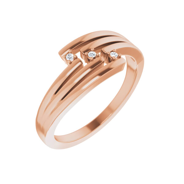 Three Row Diamond Ring in 14k Rose Gold