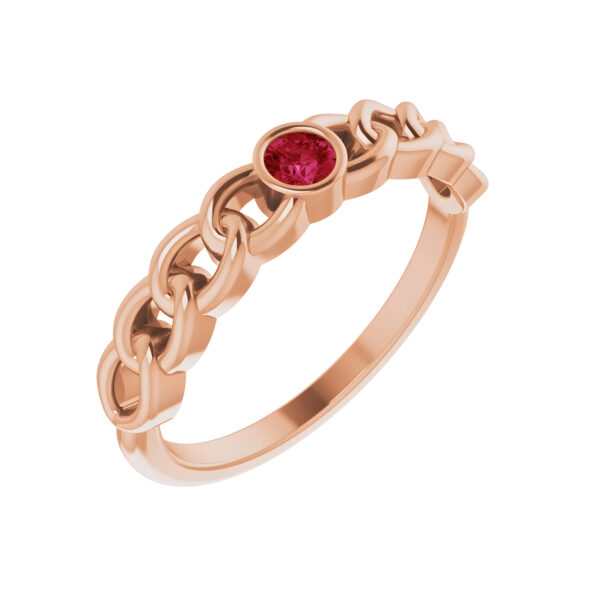 Ruby Curb Chain Ring in 14K Rose Gold