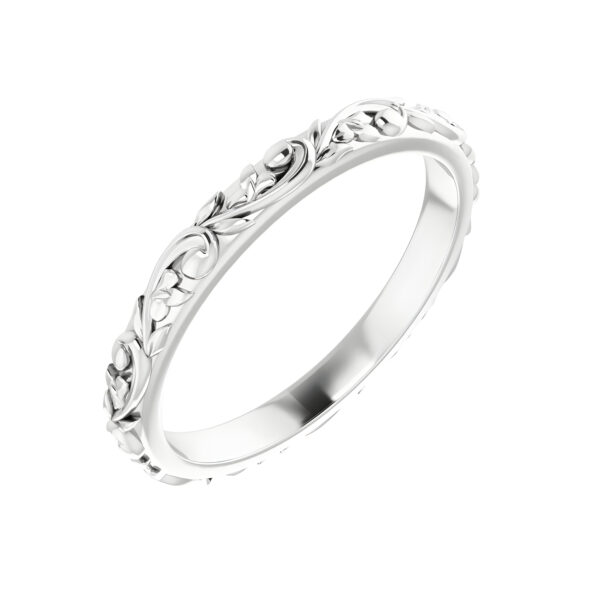 Floral Wedding Band in 14k White Gold