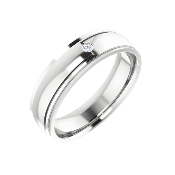 Men's Art Deco Diamond Wedding Band in 14k White Gold