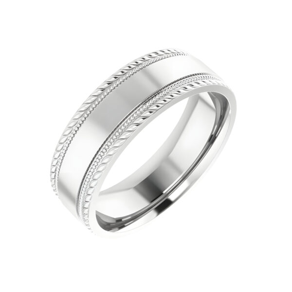 Men's Rope Band with Milgrain in 14k White Gold (7 mm)