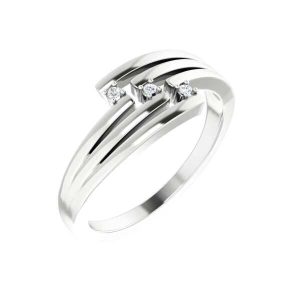 Three Row Diamond Ring in 14k White Gold