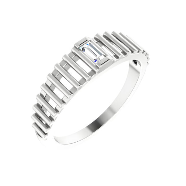 Baguette Solitaire Diamond Ring in 14k White Gold