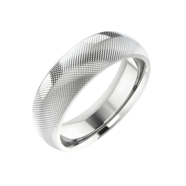 Knurled Pattern Wedding Band in 14k White Gold (6mm)