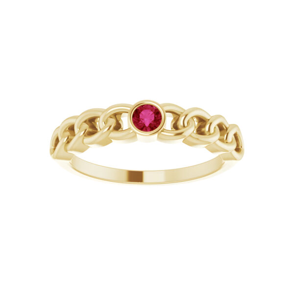 Ruby Curb Chain Ring in 14K Yellow Gold