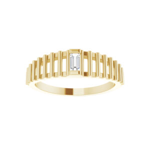 Baguette Solitaire Diamond Ring in 14k Yellow Gold